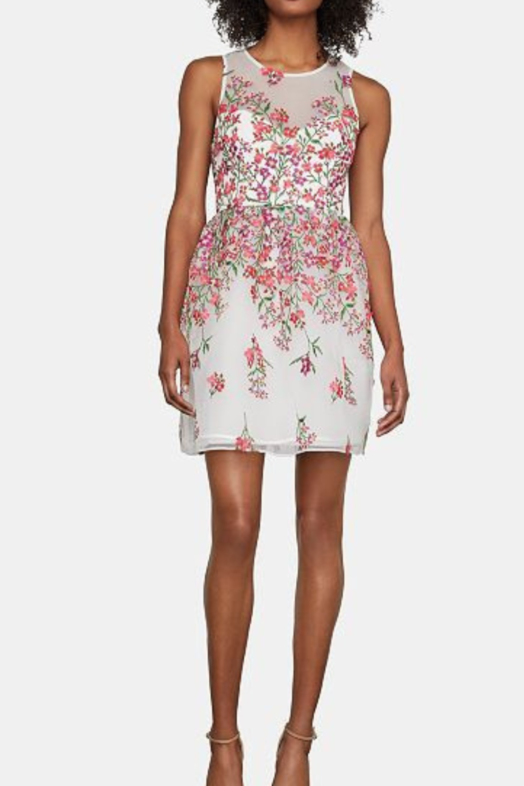 Embroidered Floral white Flare mini Dress