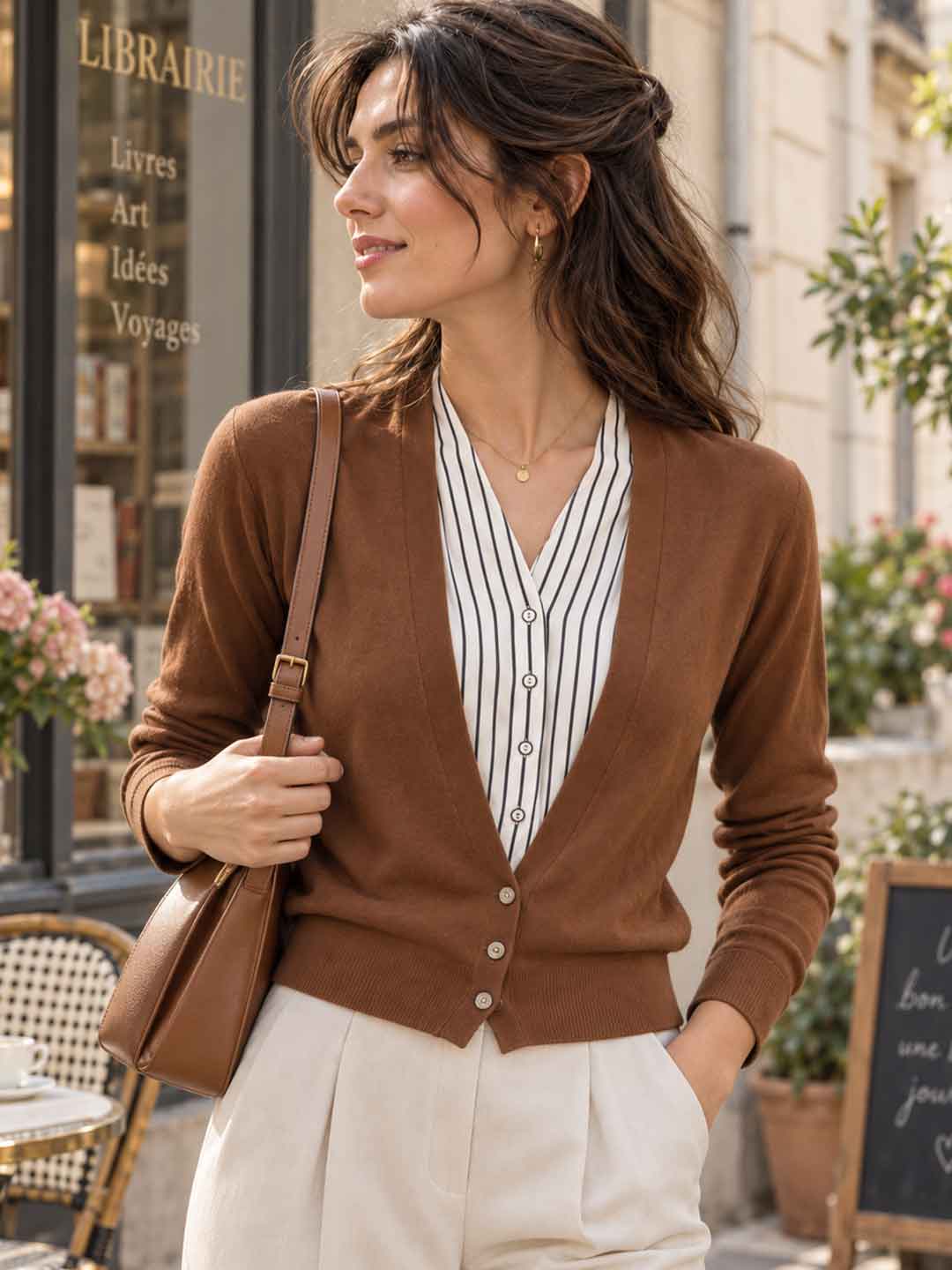 Faux-layered Striped Sweater