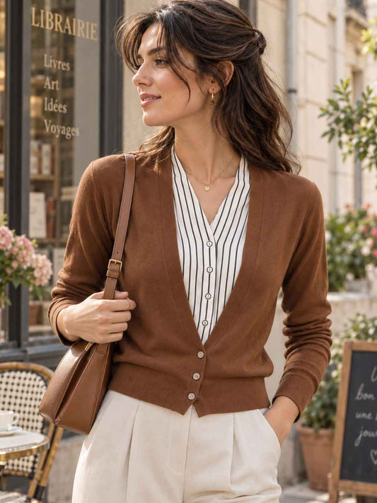 Faux-layered Striped Sweater