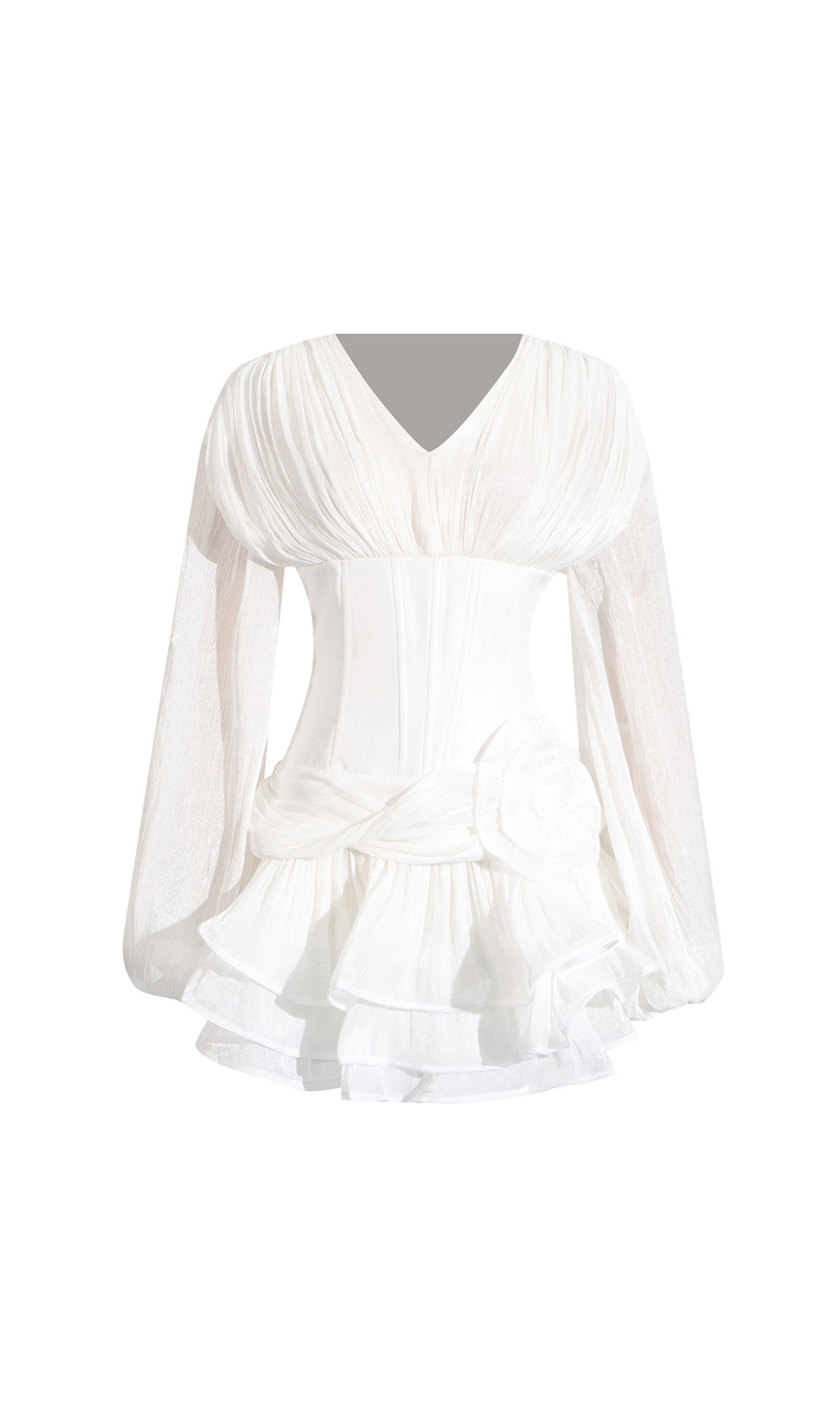 wallis 3d flower ruffle trim mini dress in white
