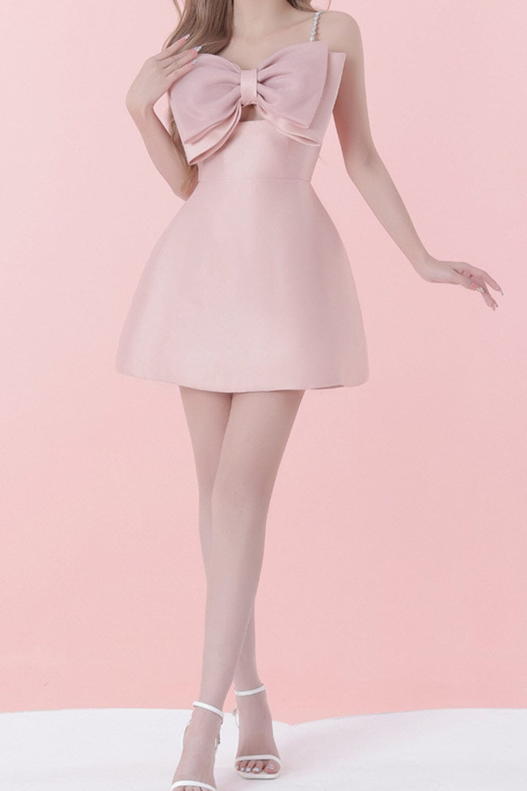 SLING BOW A-LINE MINI DRESS