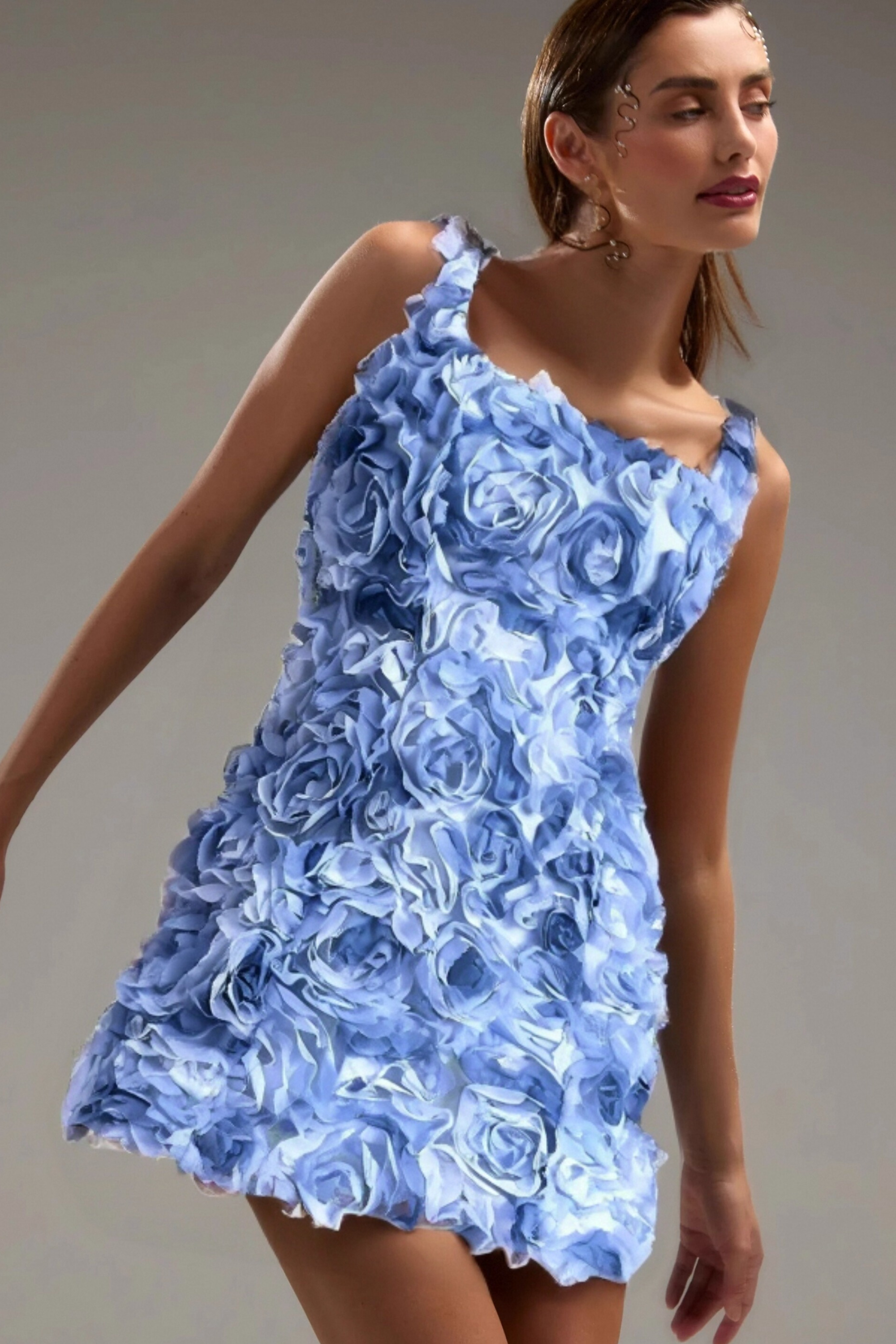 BLUE FLOWER MINI DRESS