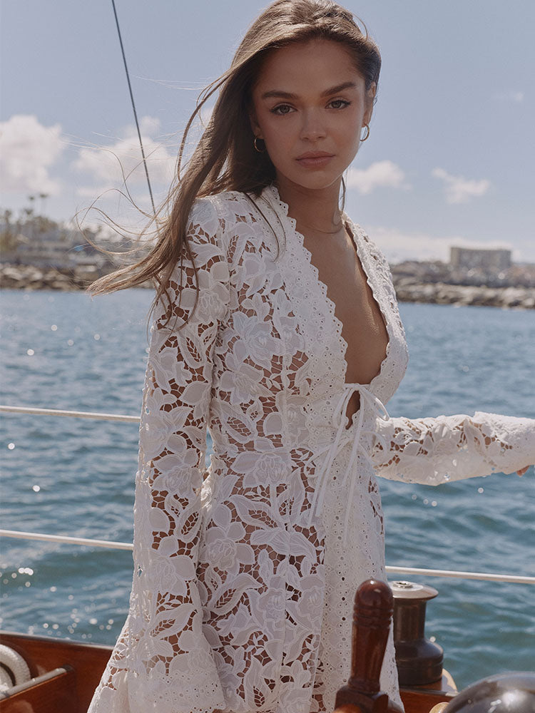 Iris  White Lace Mini Dress
