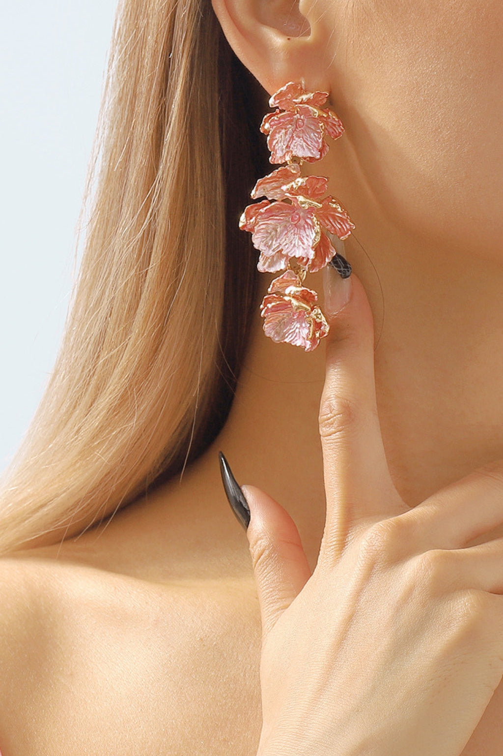 PINK 3D FLOWER EARRINGS