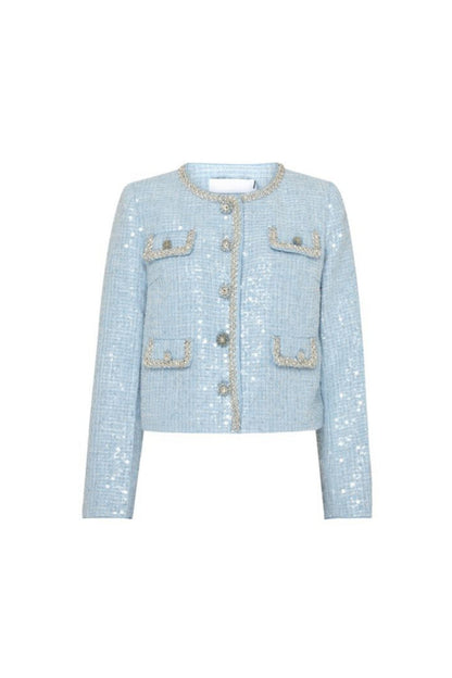 BLUE SEQUIN BOUCLE JACKET