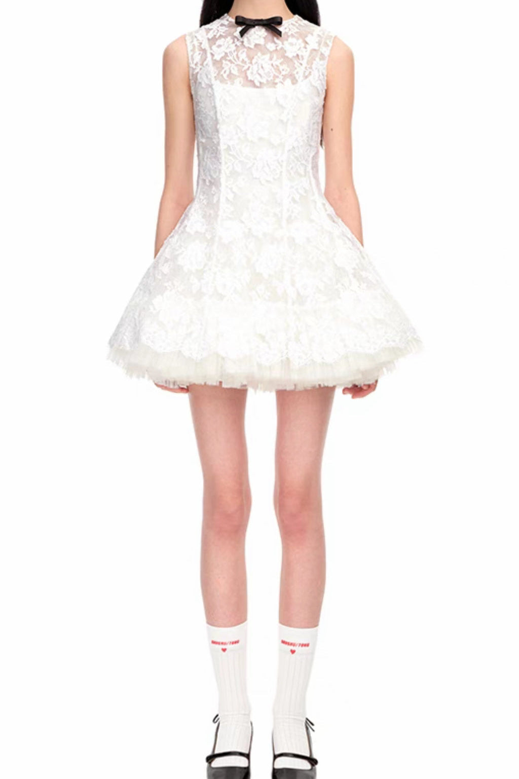 LACE SLEEVELESS MINI DRESS IN WHITE