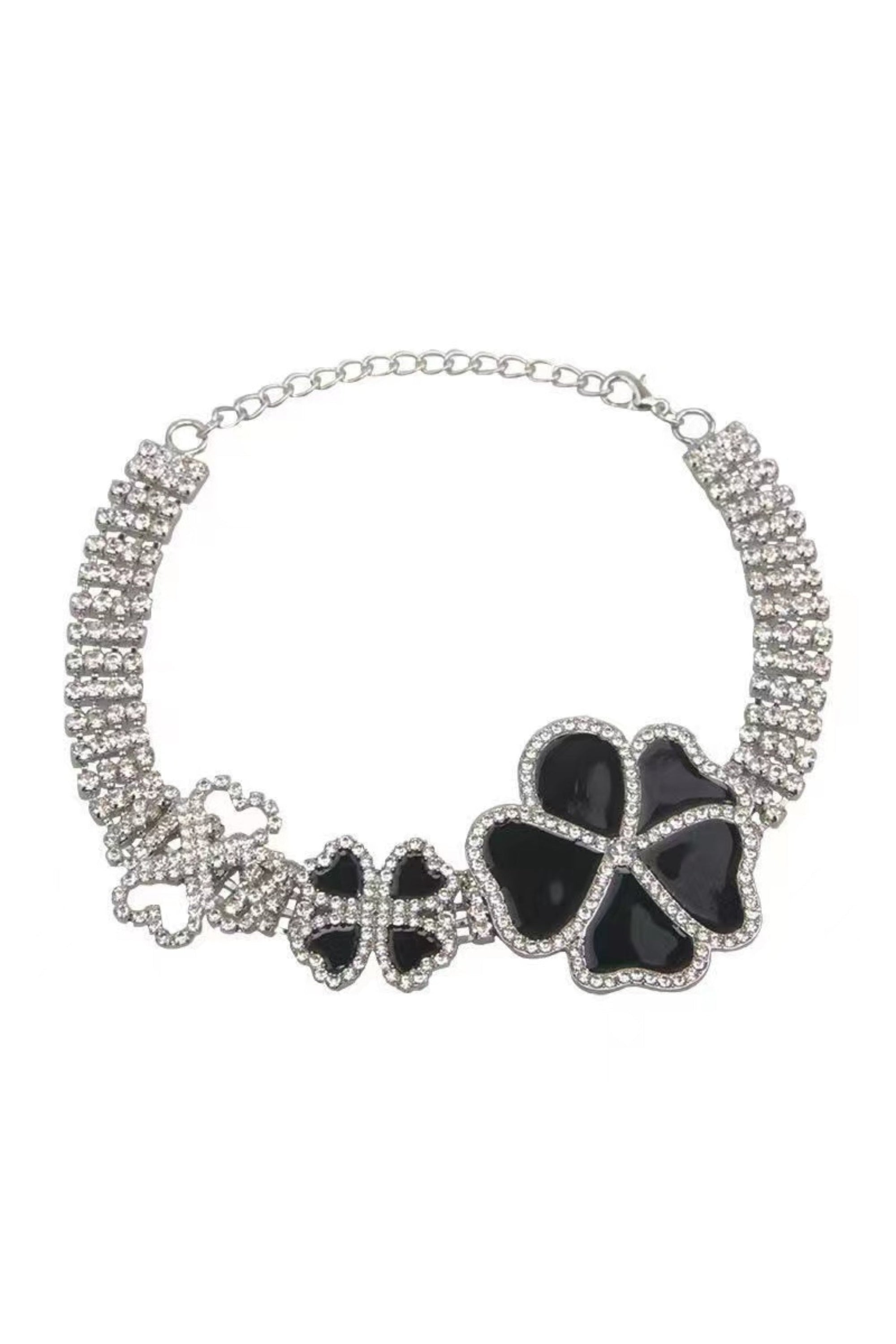 GEOMETRIC FLOWER RHINESTONE CHOKER