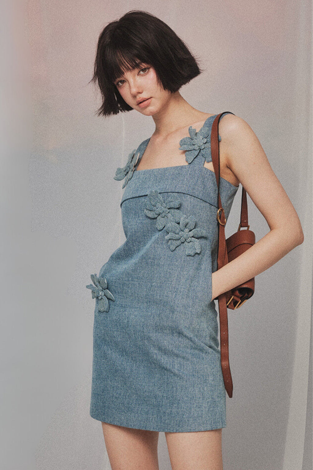 Flower mini dress in blue