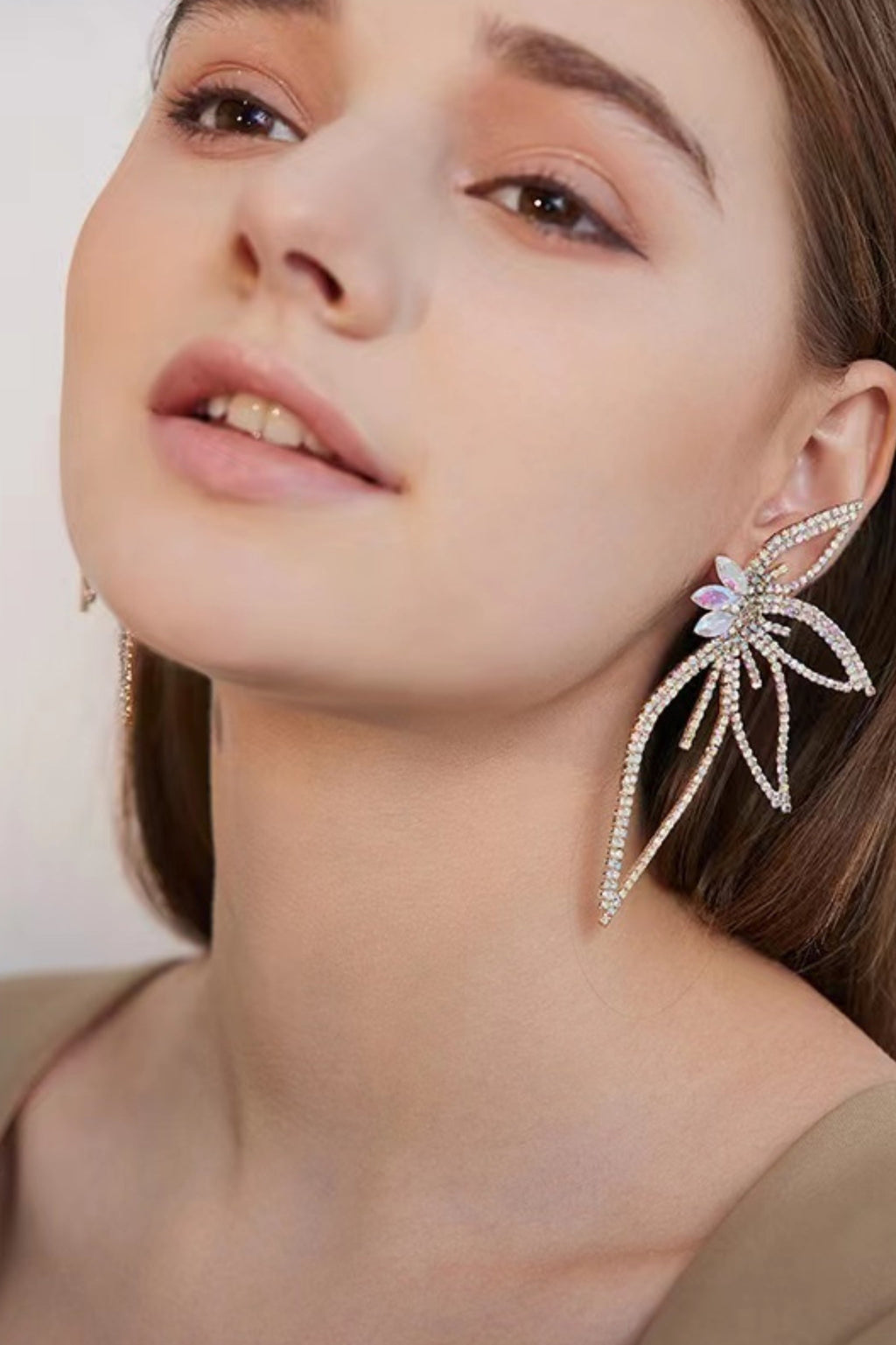 CRYSTAL FLOWER EARRINGS IN SILVER