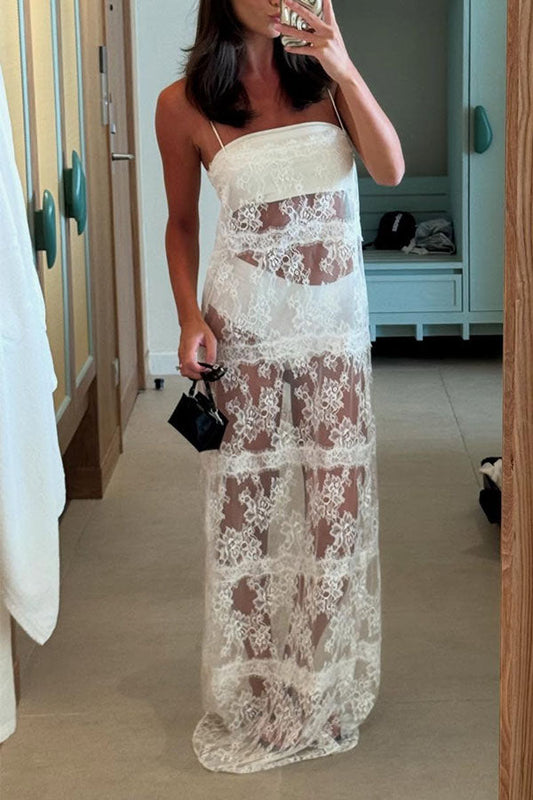 Seraphina  Lace Sheer Slip Maxi Dress