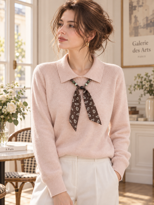 New Stylish Collared Knit Top