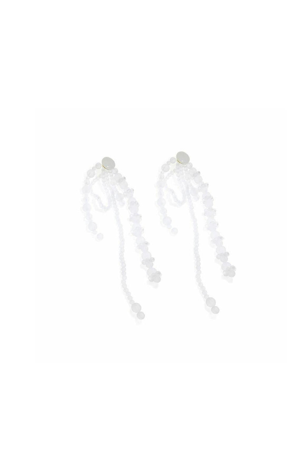 WHITE PEARL ACRYLIC TASSEL EARRINGS