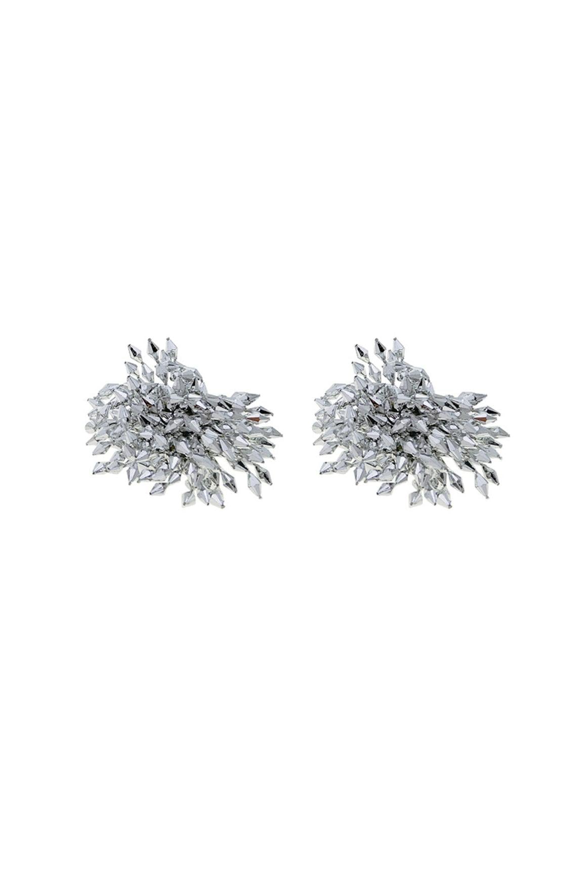 SILVER FLOWER ALLOY EARRINGS
