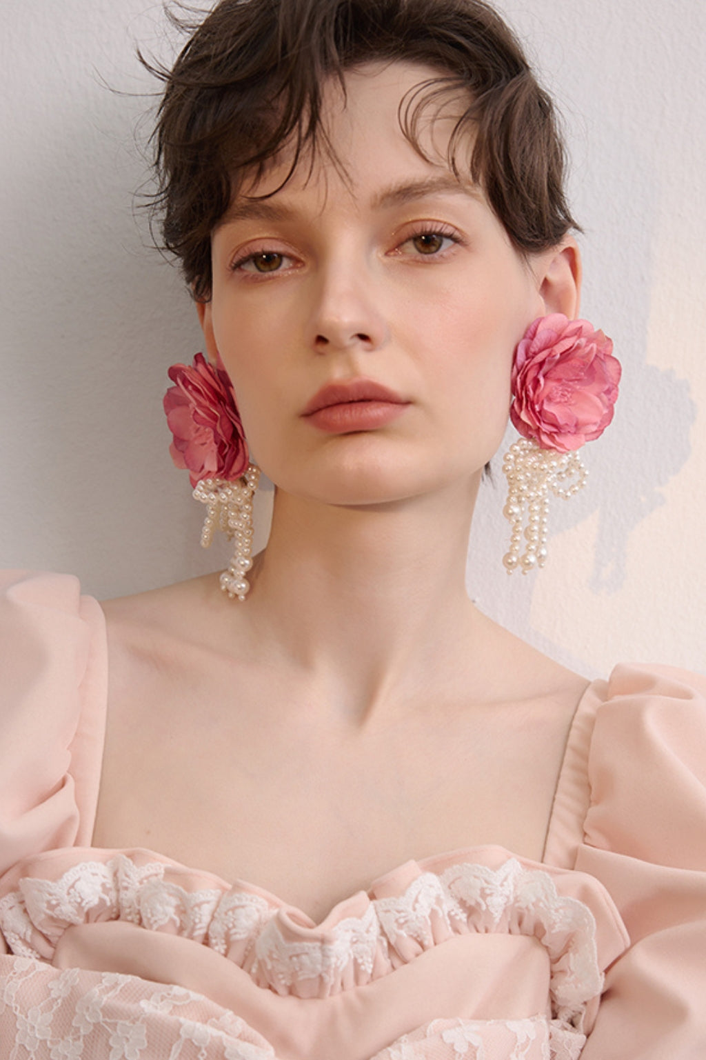PINK FLOWER PETALS ACRYLIC EARRINGS