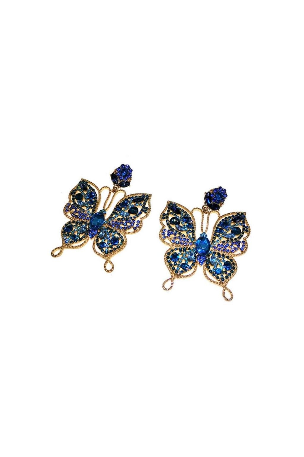 COLORFUL DIAMOND BUTTERFLY RHINESTONE EARRINGS