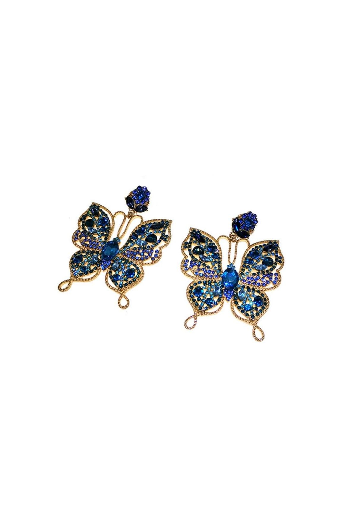 COLORFUL DIAMOND BUTTERFLY RHINESTONE EARRINGS