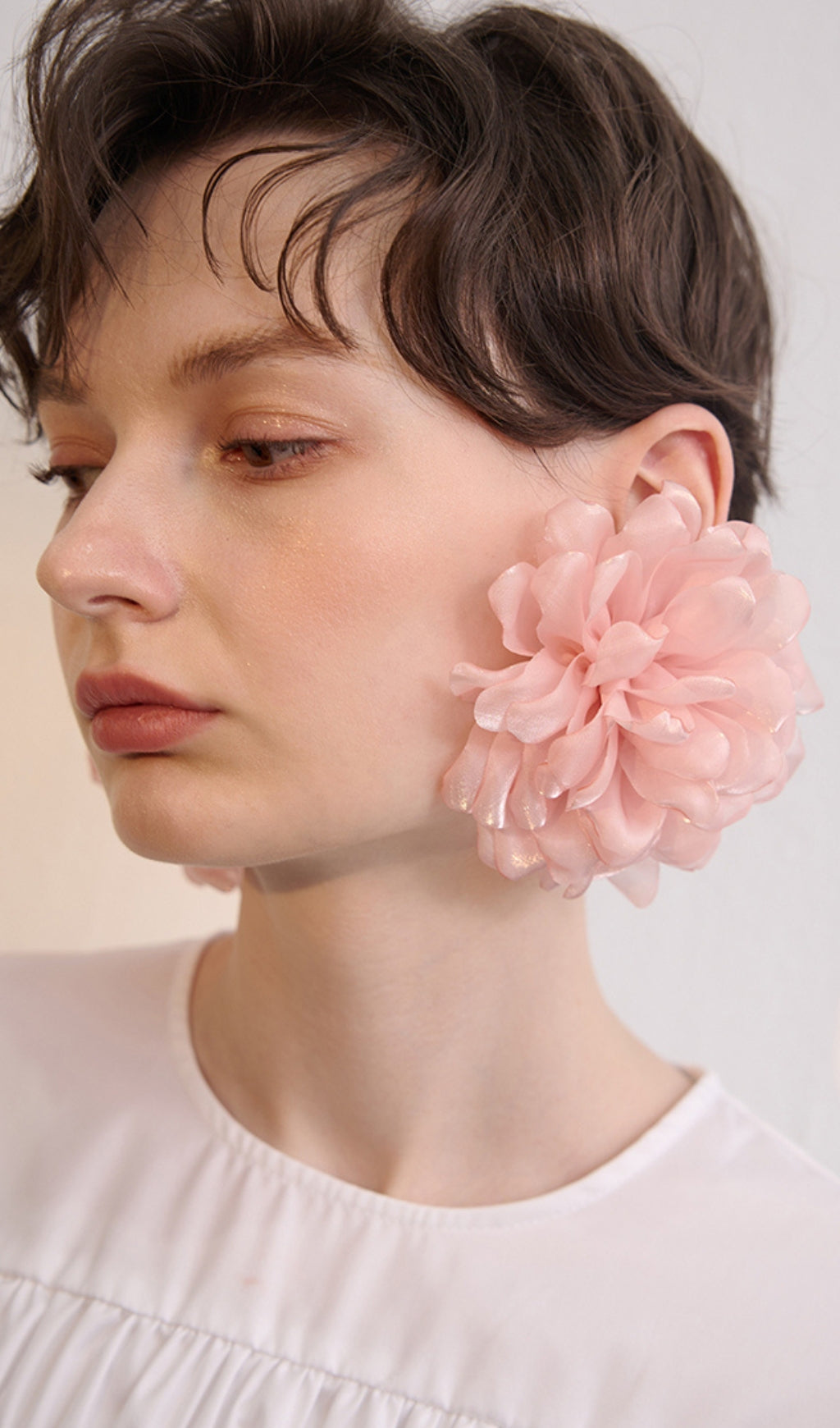 PINK PETAL FABRIC EARRINGS