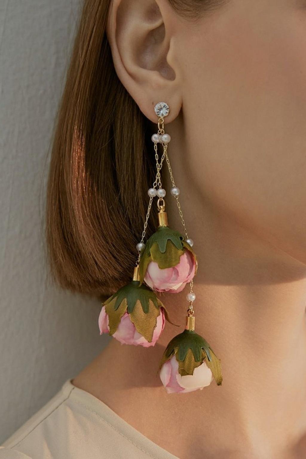 IMITATION ROSE TASSEL EARRINGS