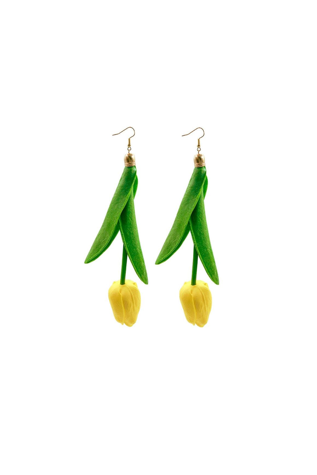 YELLOW FLOWER ALLOY PLASTIC EARRINGS