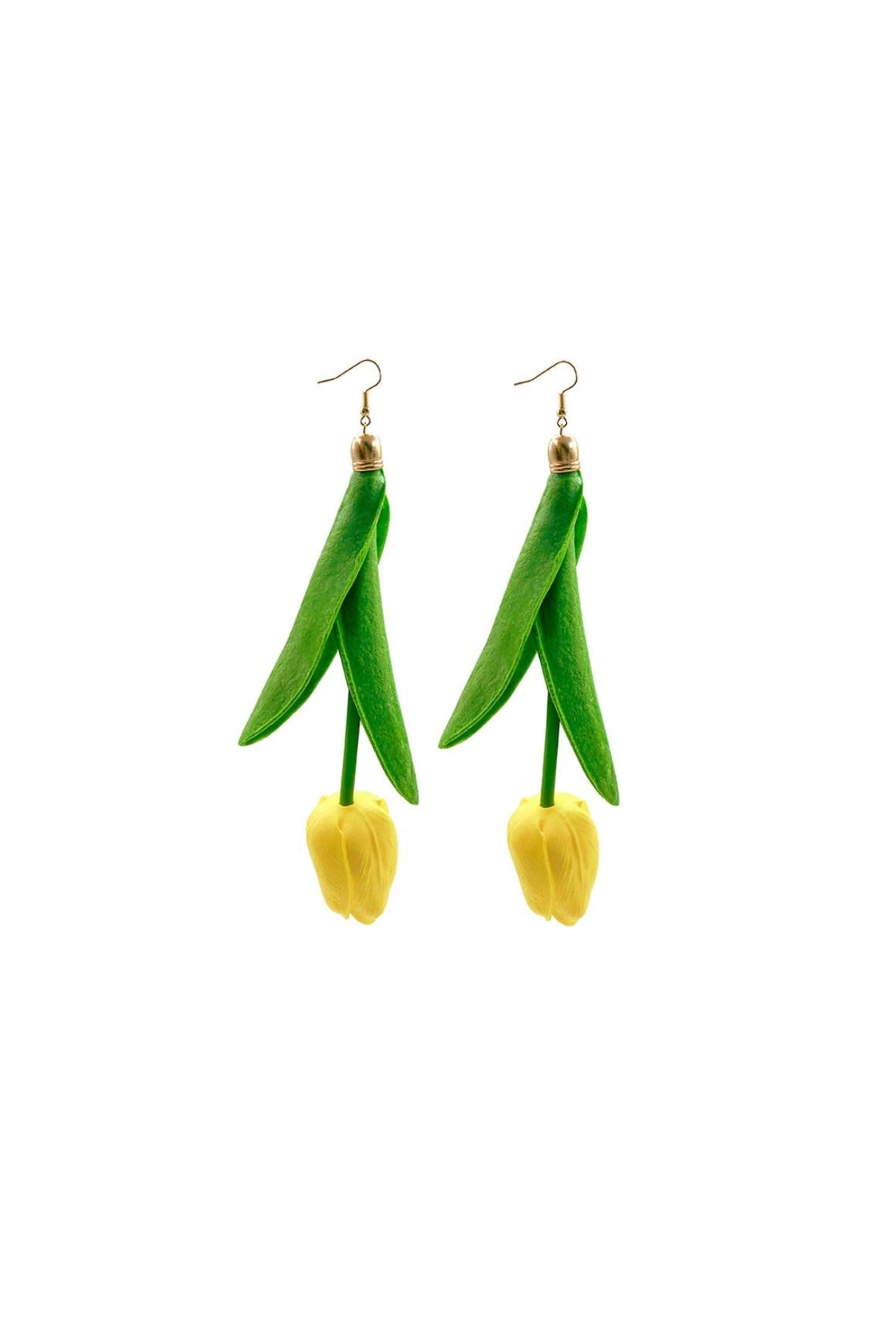 YELLOW FLOWER ALLOY PLASTIC EARRINGS