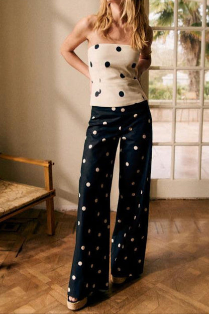 Polka Dot Strapless Tube Crop Top