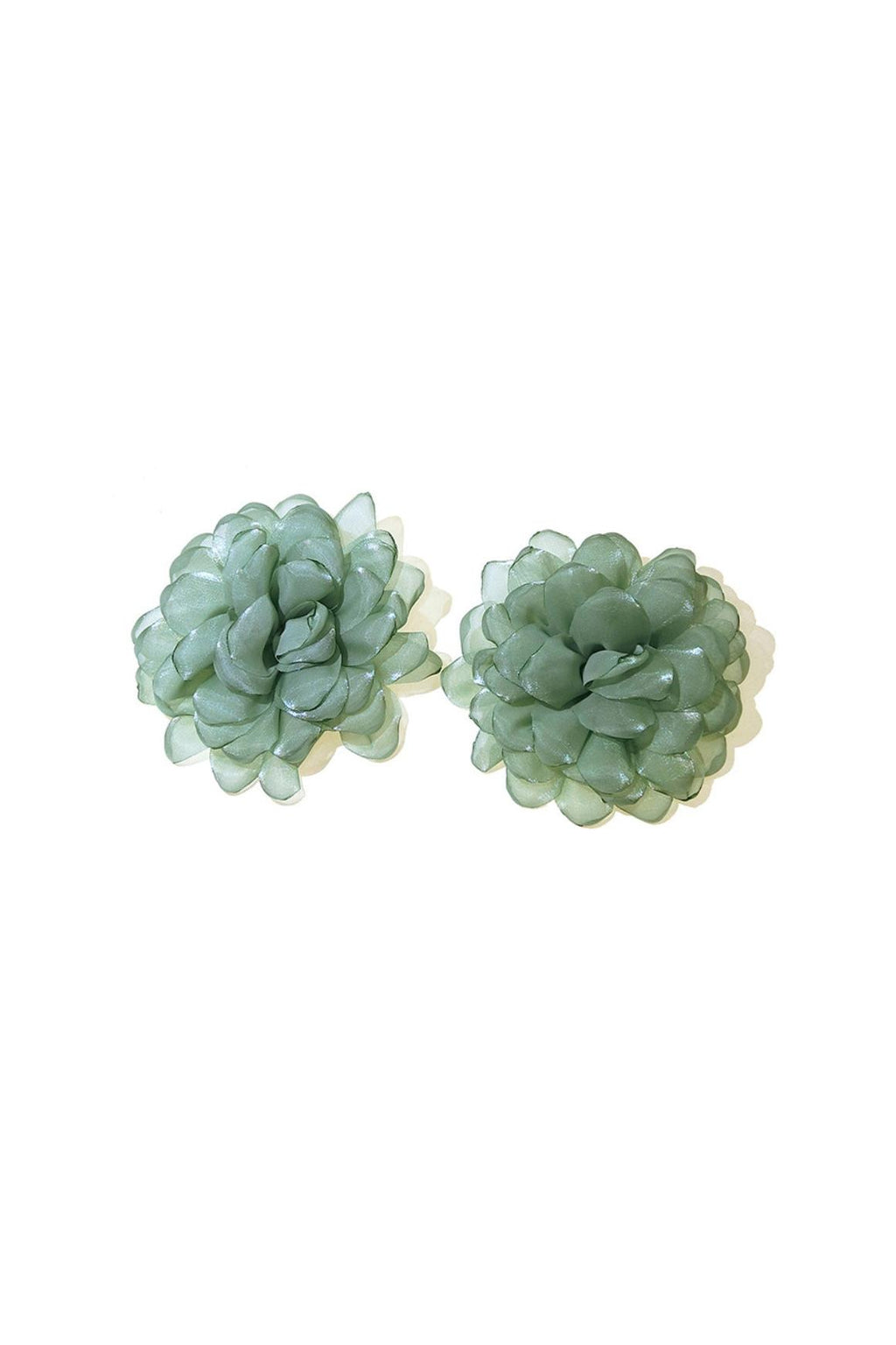 GREEN PETAL FABRIC EARRINGS