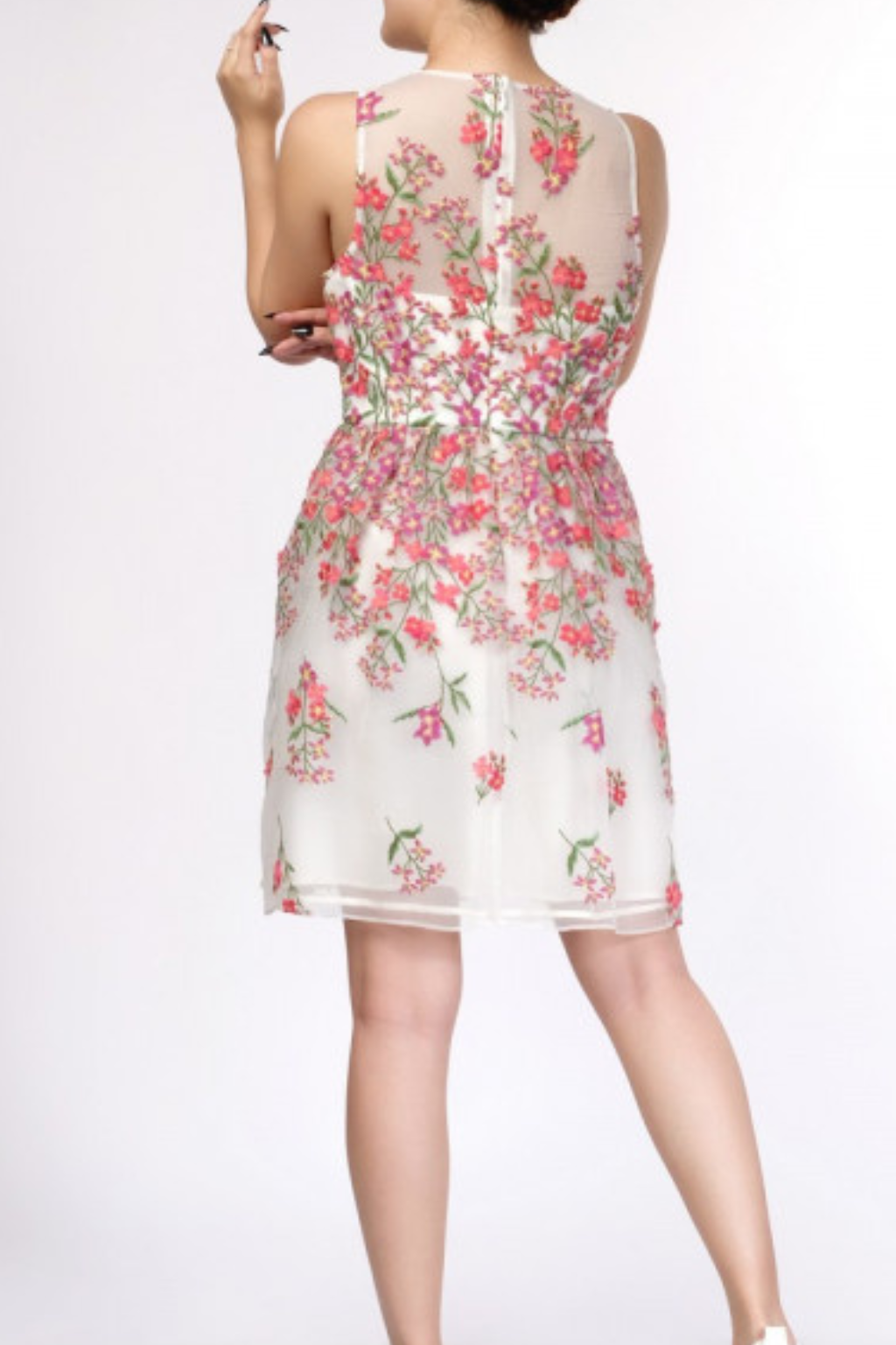 Embroidered Floral white Flare mini Dress