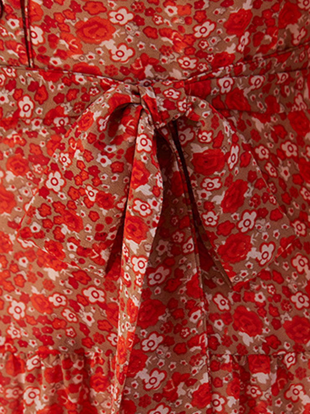 lyuba Vintage Ruffle Floral Chiffon Maxi Dress