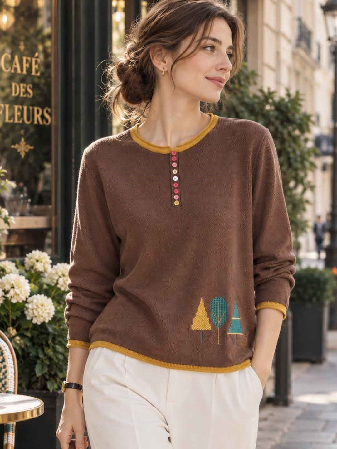 Versatile Slimming Crew-neck Sweater