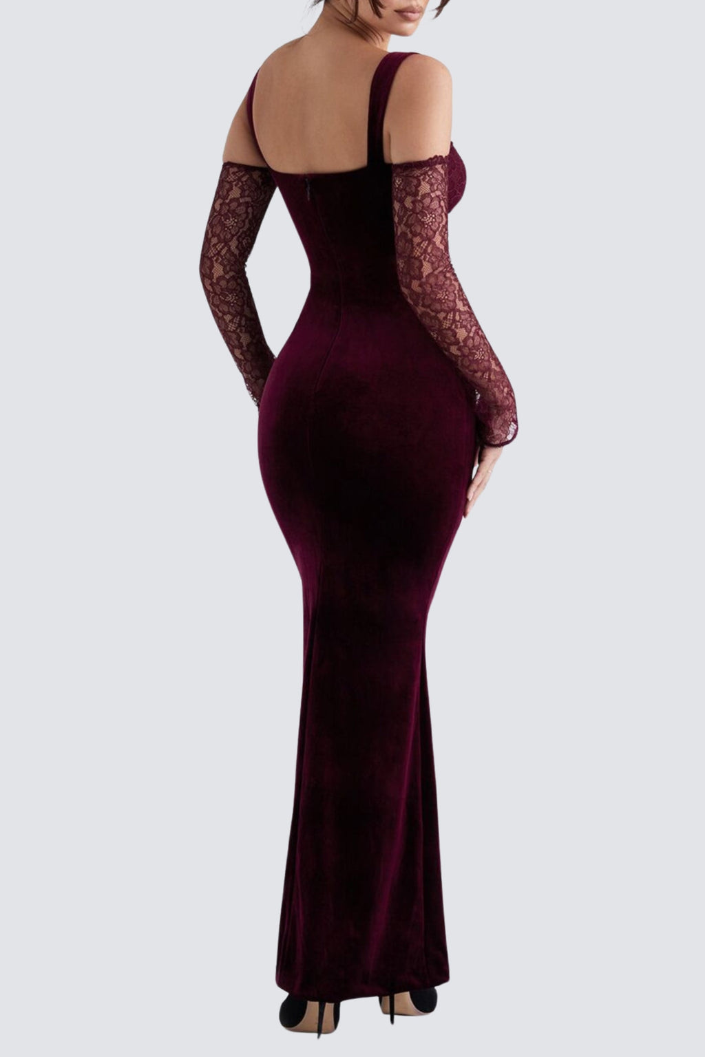 BLACK CHERRY VELVET MAXI DRESS