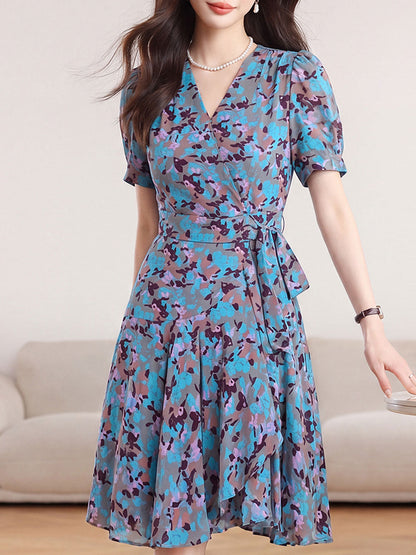 Abigail Cute V-Neck Floral Printed Dress