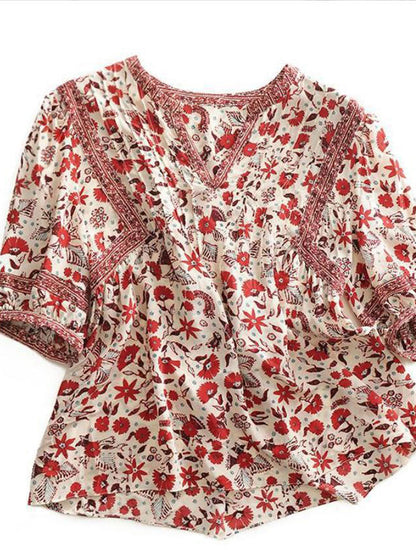 lesley Classic Puff Sleeve Printed Top