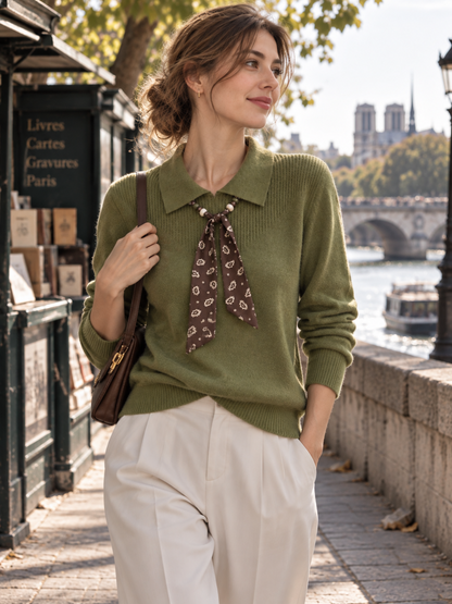 New Stylish Collared Knit Top