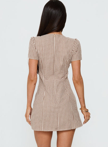 Loveliness Playsuit Brown Check