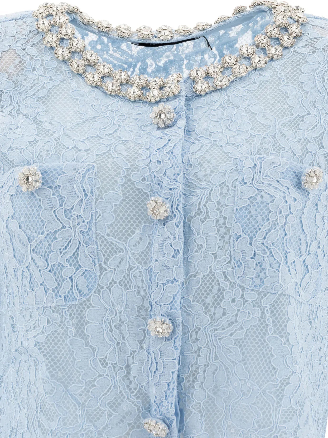 carol lace embellished top in blue