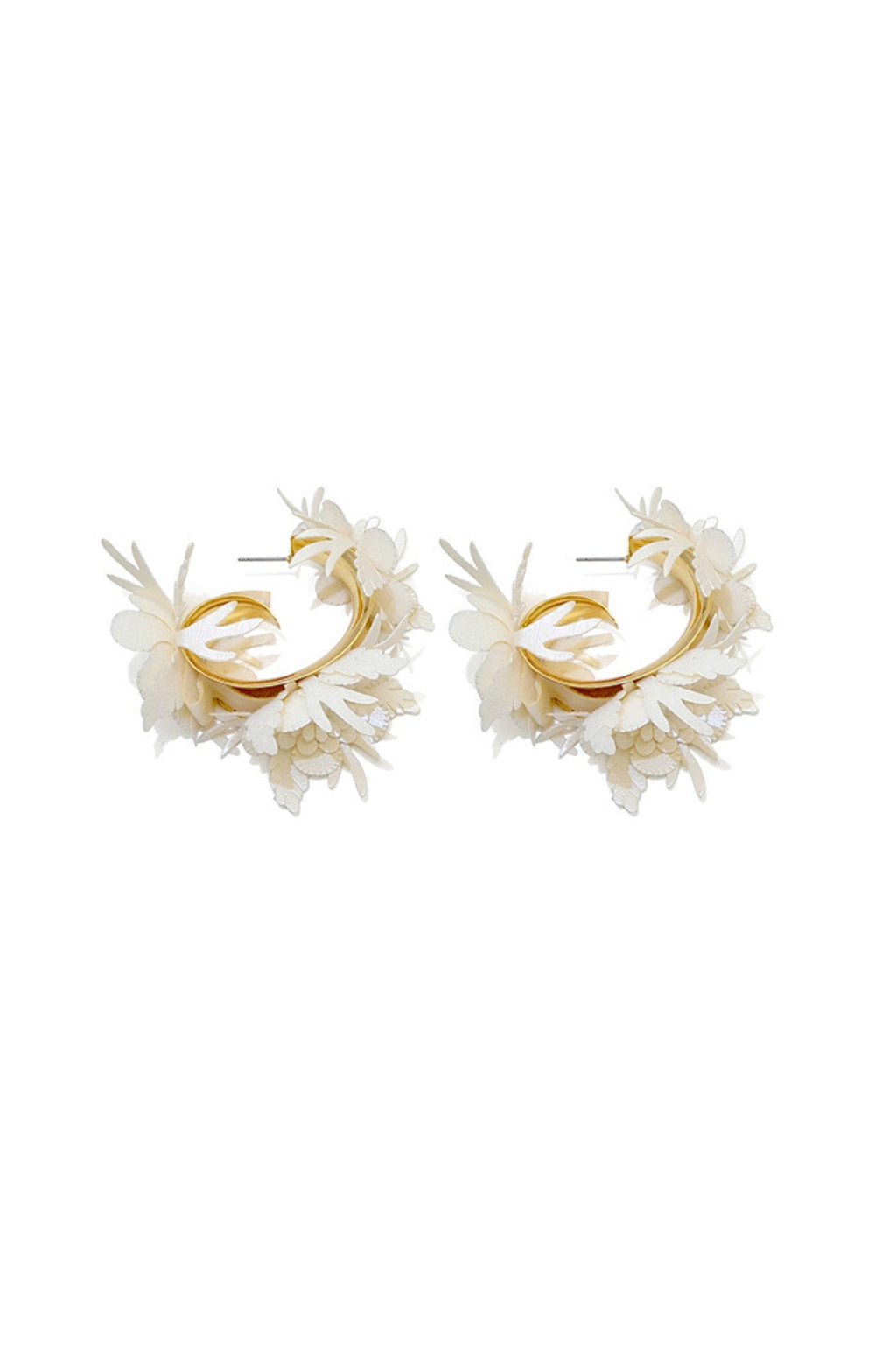 WHITE SEMICIRCLE PETAL EARRINGS