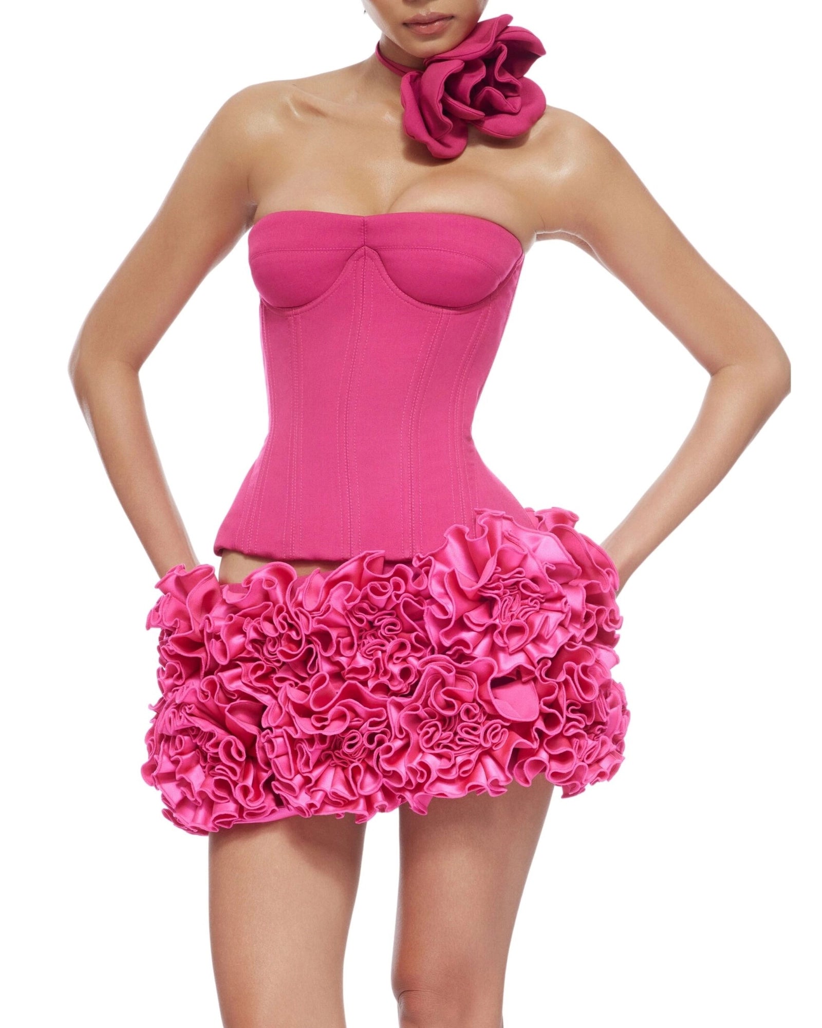 CLEGG PINK CORSET FLOWER TWO-PIECE SET
