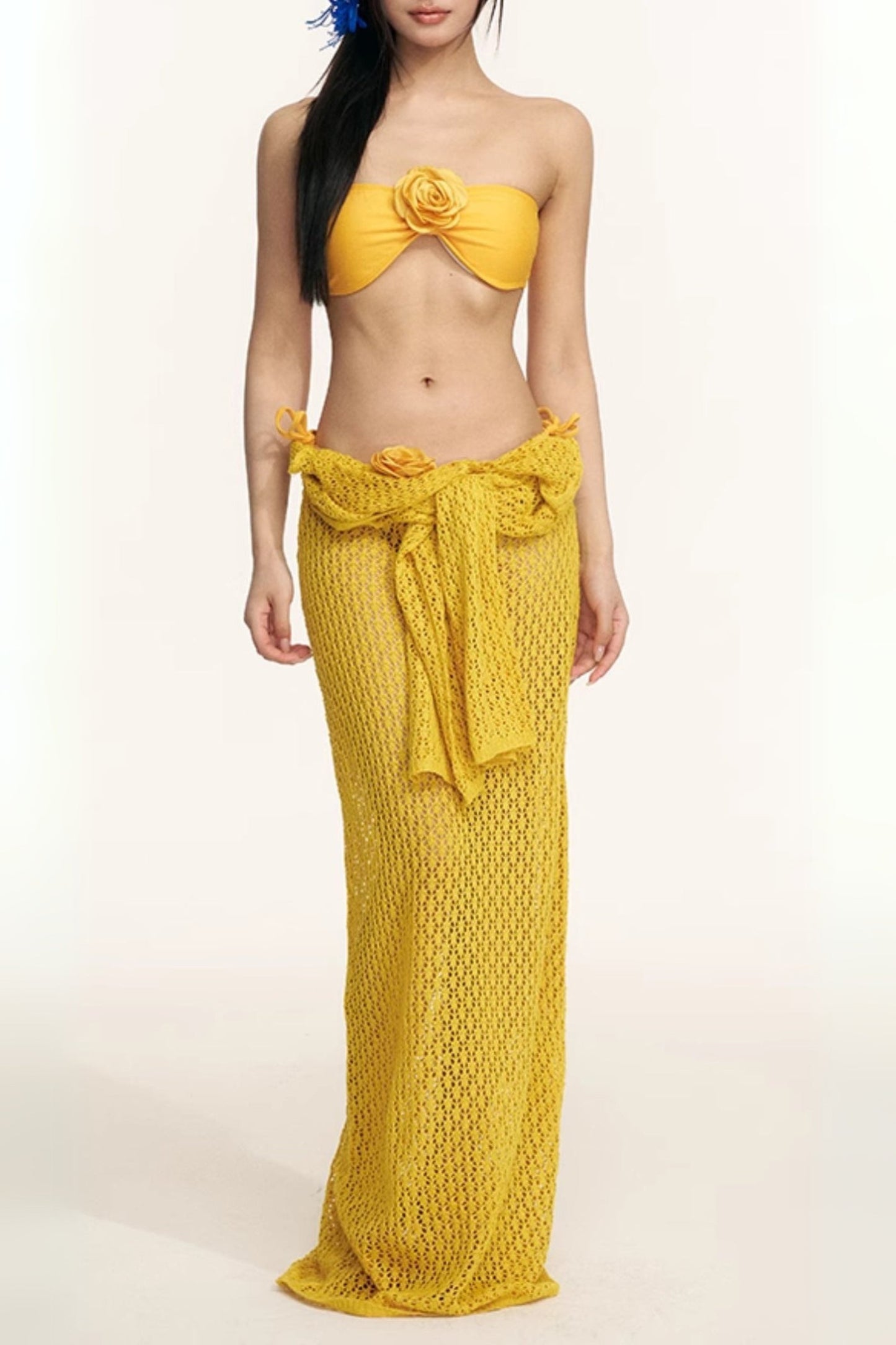 Dillan Yellow Flower Three-Piece Swimsuit