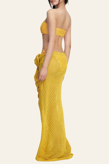 Dillan Yellow Flower Three-Piece Swimsuit