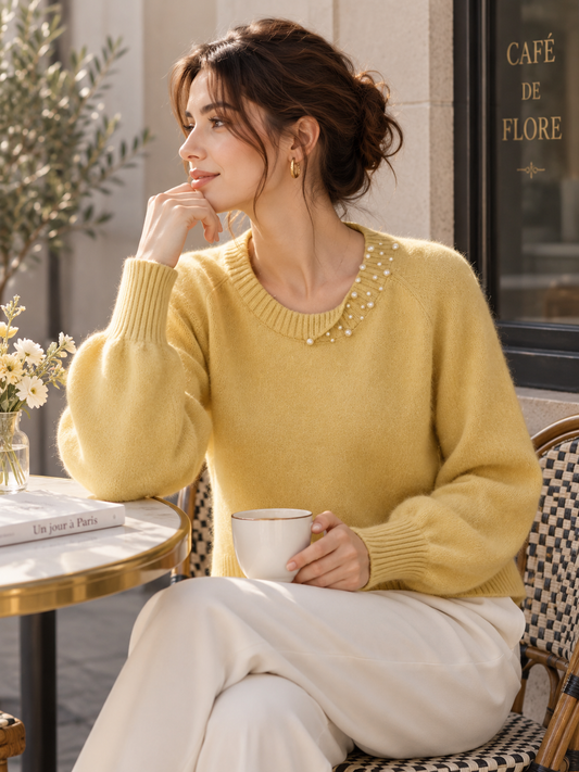 Beaded Round Neck Sweater