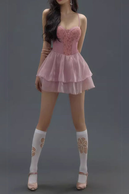 Danika Pink Floral Dress Swimsuit