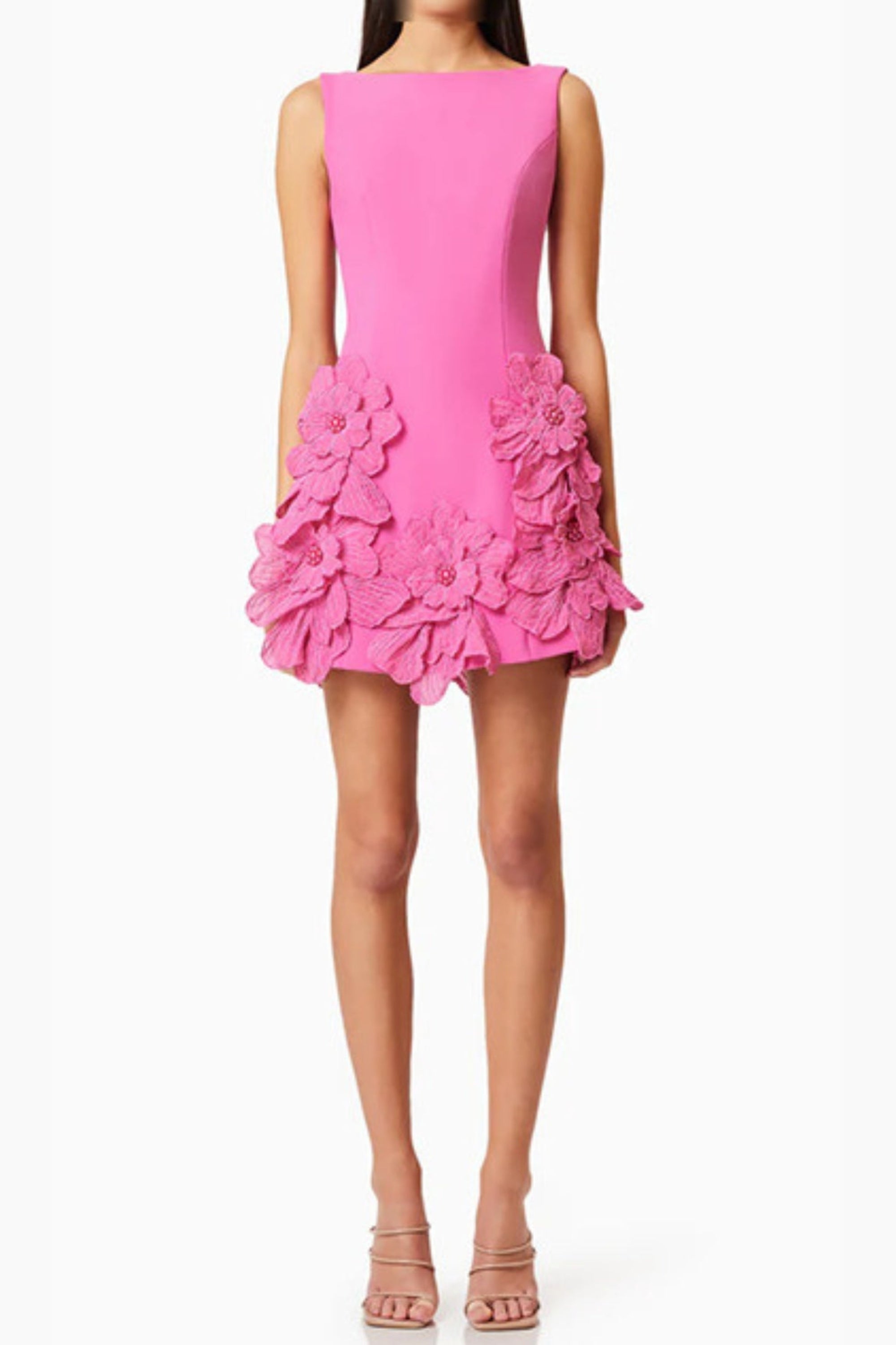 Daiva Flower embellished Mini Dress in pink