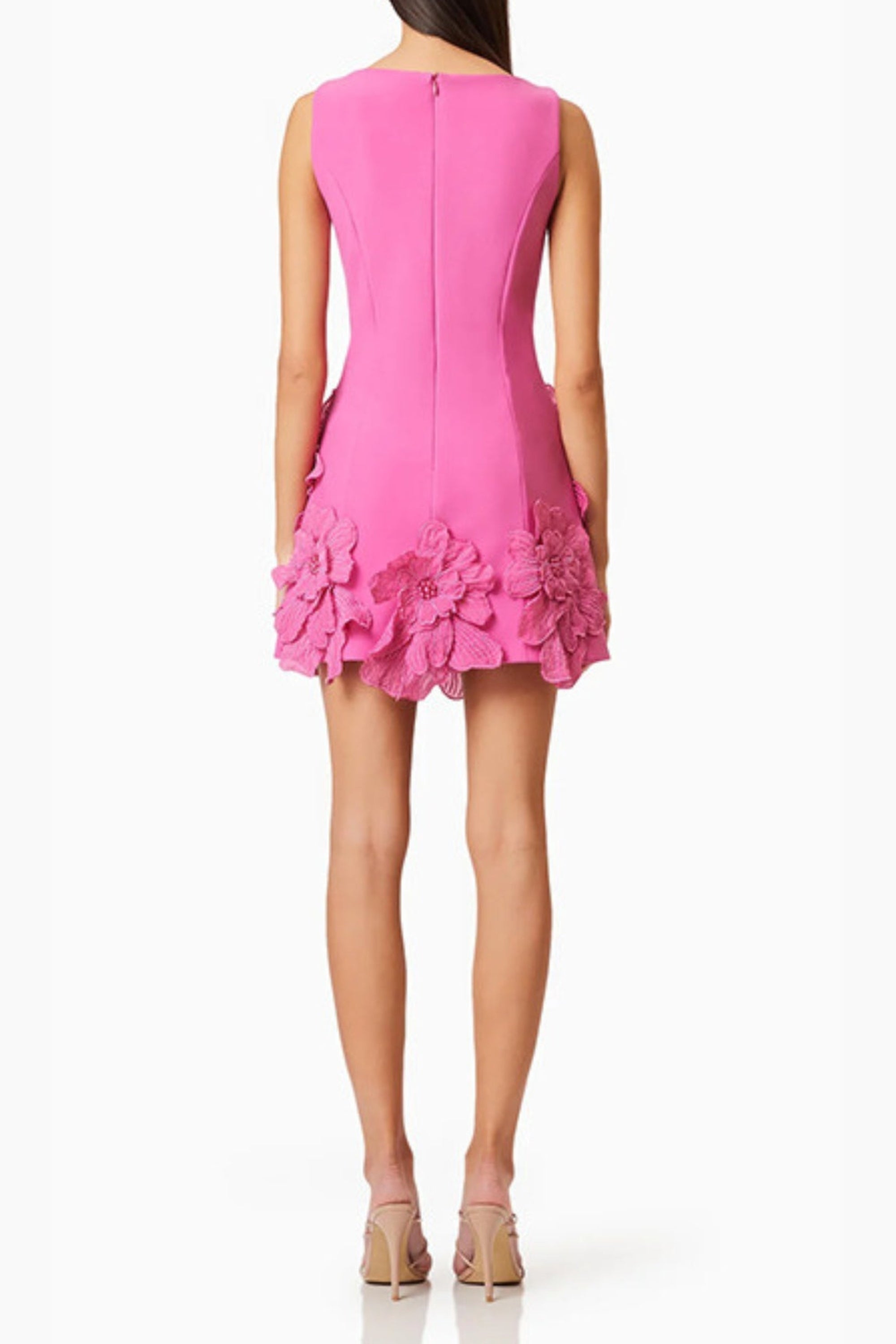Daiva Flower embellished Mini Dress in pink