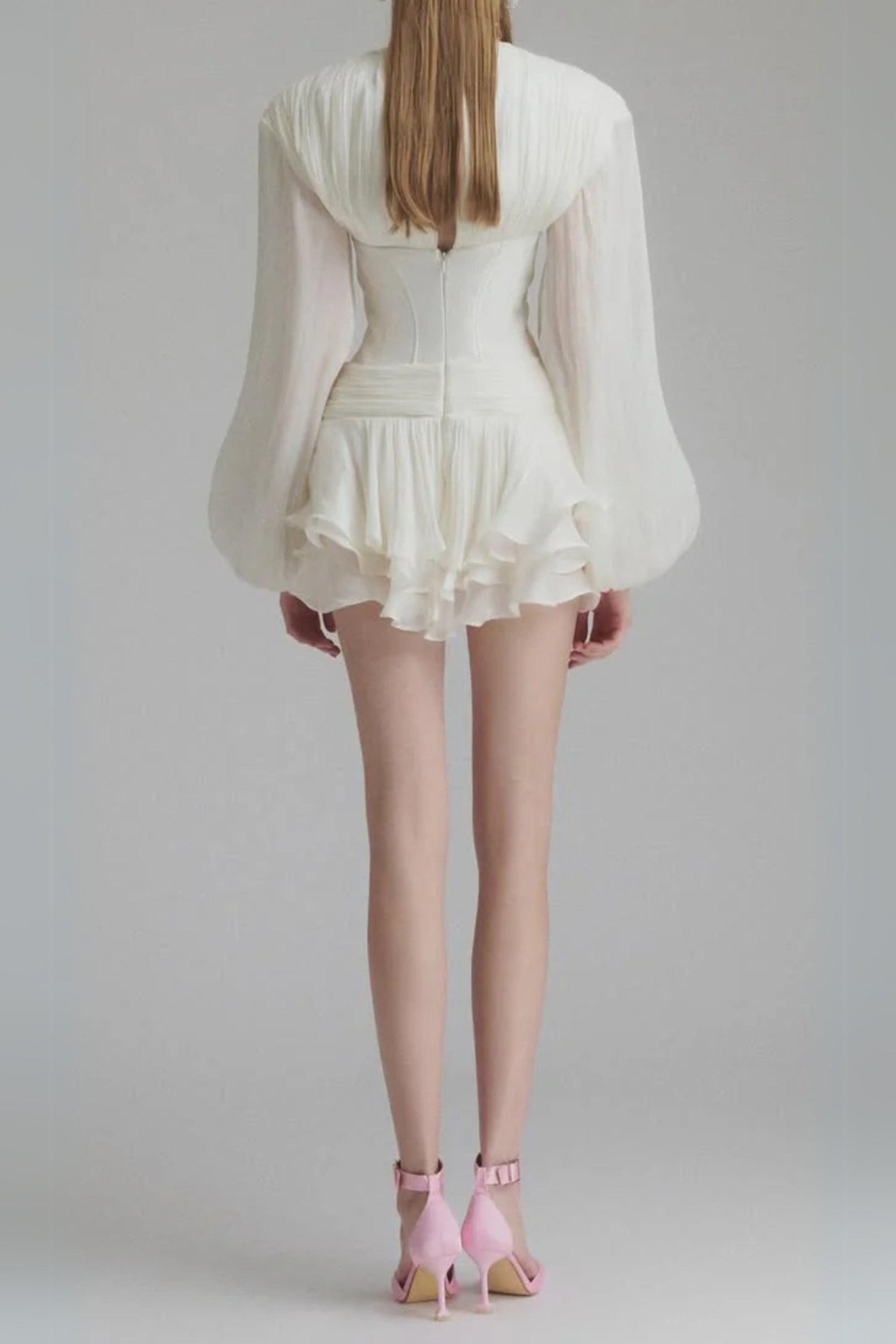 wallis 3d flower ruffle trim mini dress in white