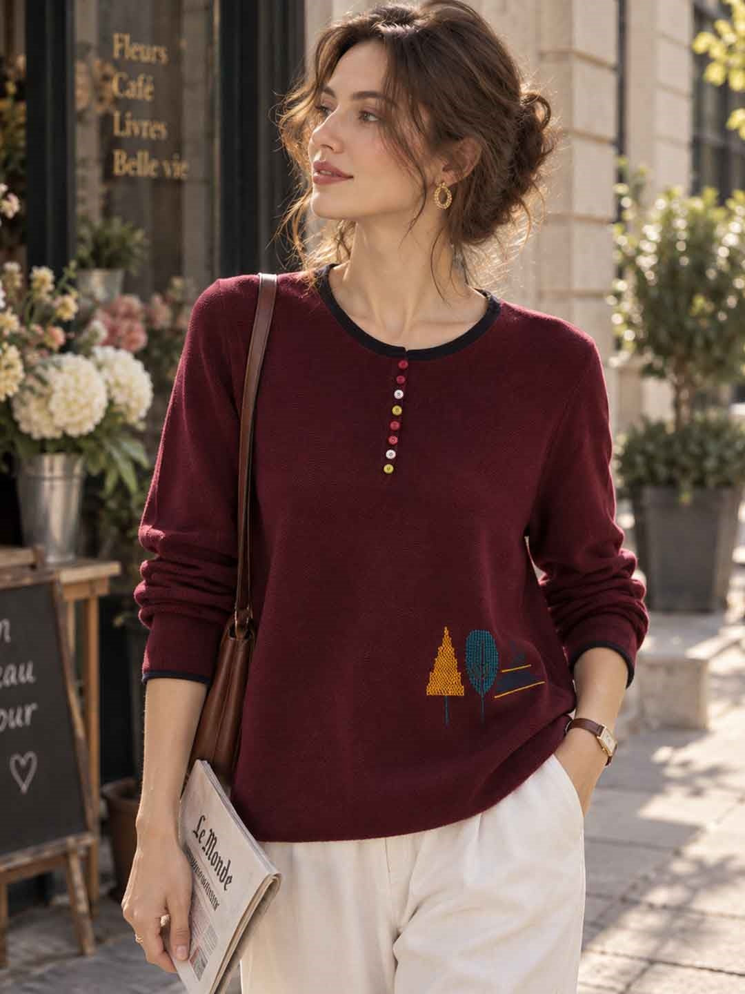 Versatile Slimming Crew-neck Sweater