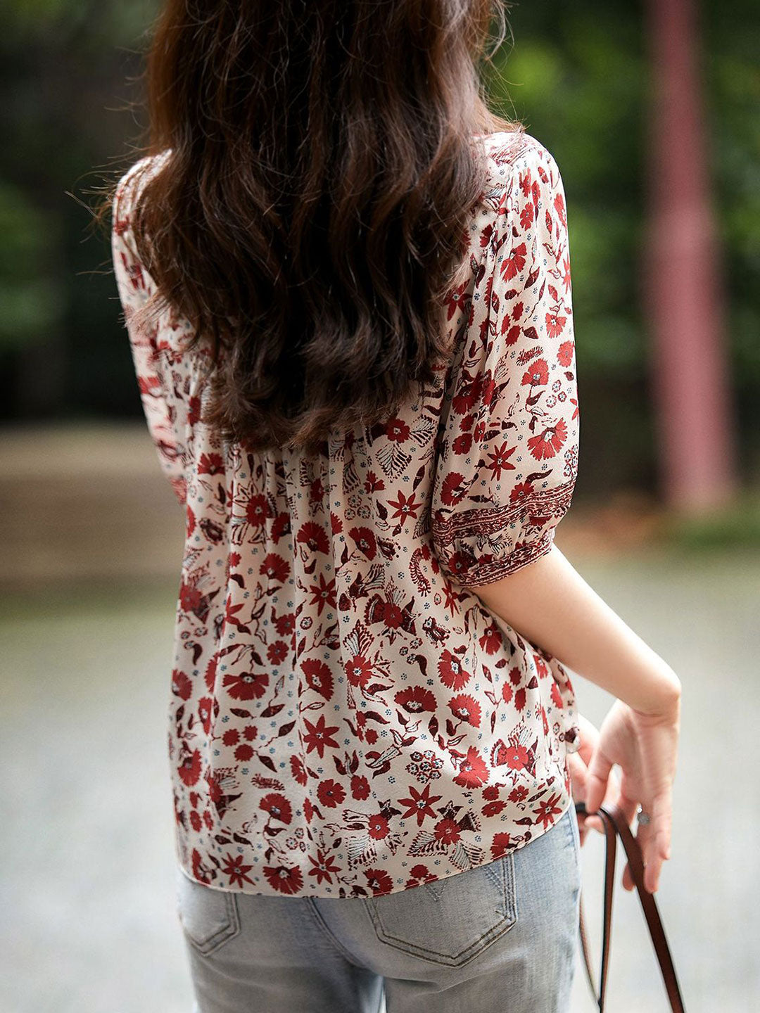 lesley Classic Puff Sleeve Printed Top