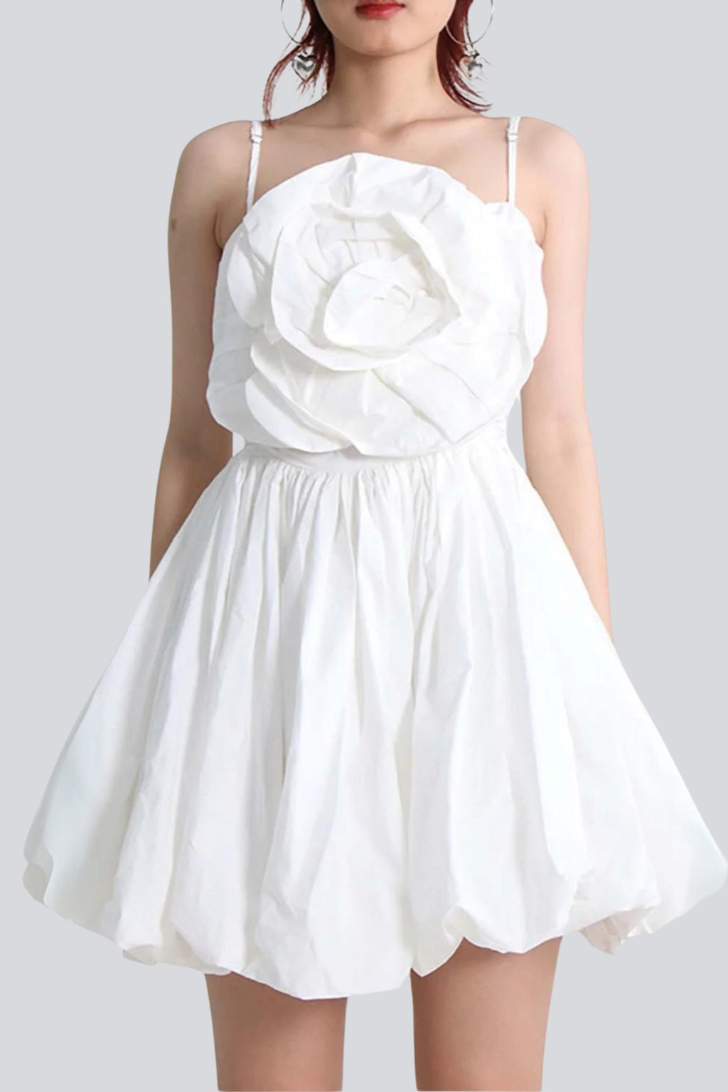FLORAL APPLIQUE SLIM MINI DRESS IN WHITE