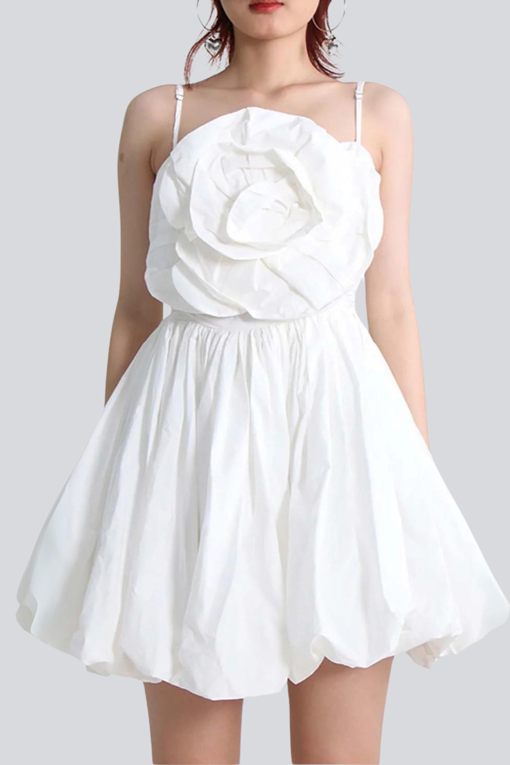 FLORAL APPLIQUE SLIM MINI DRESS IN WHITE