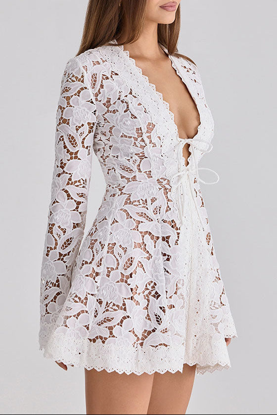 Iris  White Lace Mini Dress