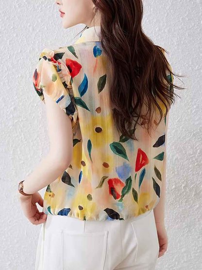 odelia Casual Polo Floral Printed Shirt
